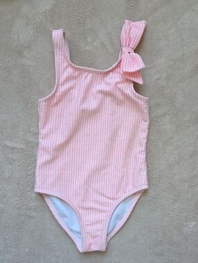Cat & Jack Seersucker Striped One-Piece with Shoulder Bow 2t UPF 50+